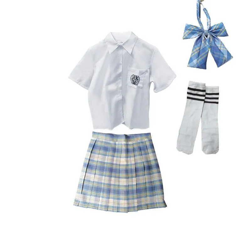 Slate Blue Plaid JK School Uniform Set