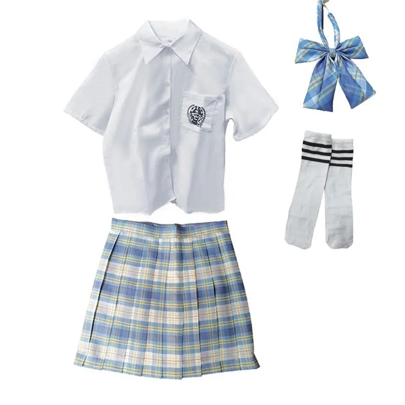 Slate Blue Plaid JK School Uniform Set