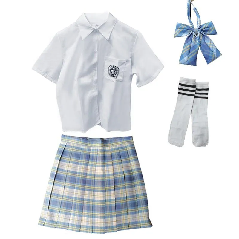 Slate Blue Plaid JK School Uniform Set