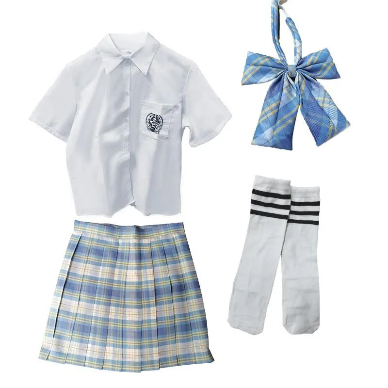 Slate Blue Plaid JK School Uniform Set