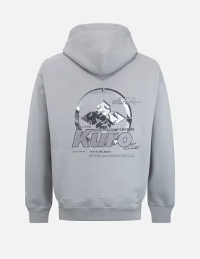 Snow Mountain-pattern Kamon Print Hooded Sweatshirt