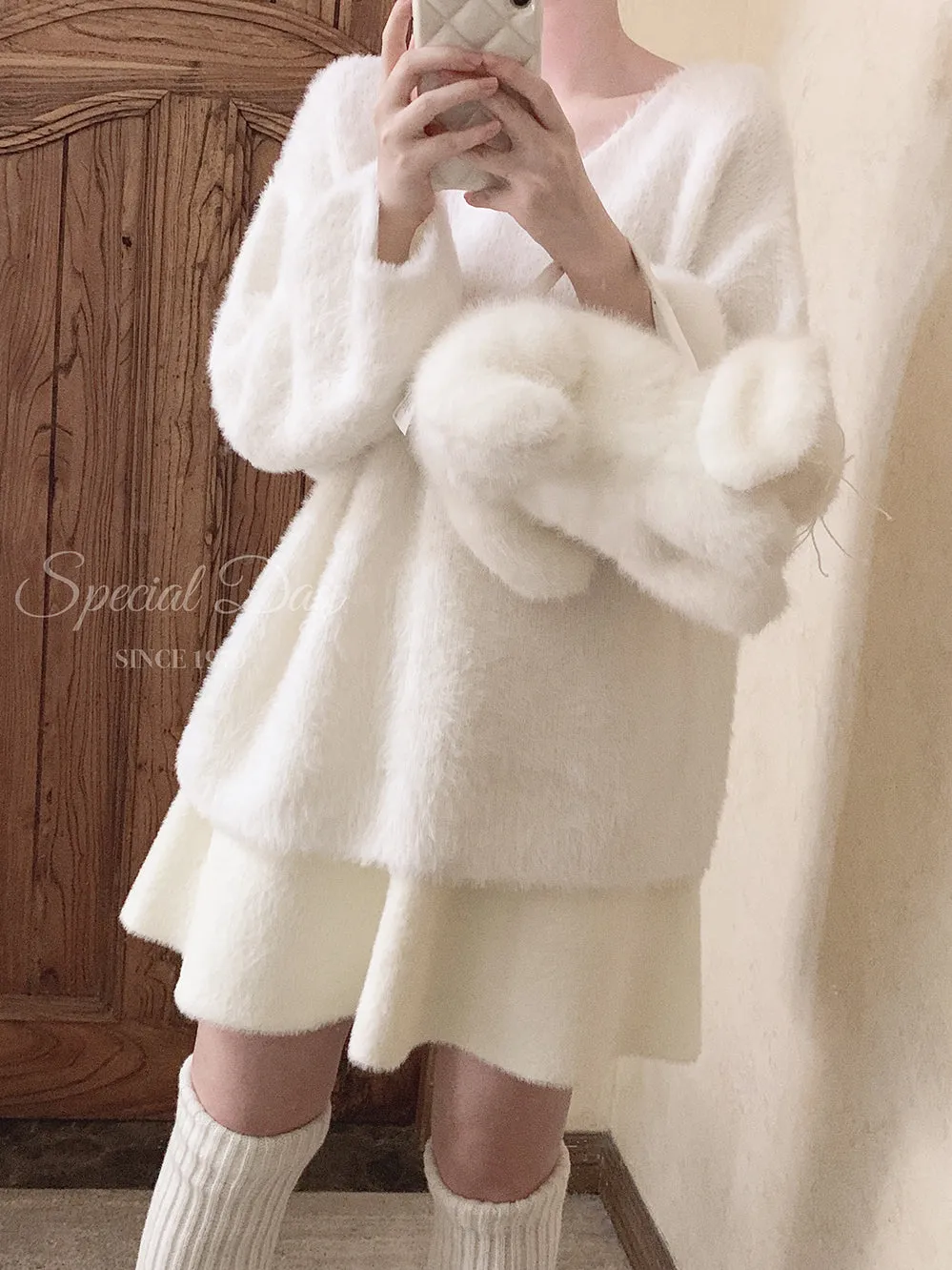 Soft bunny faux fur skirt