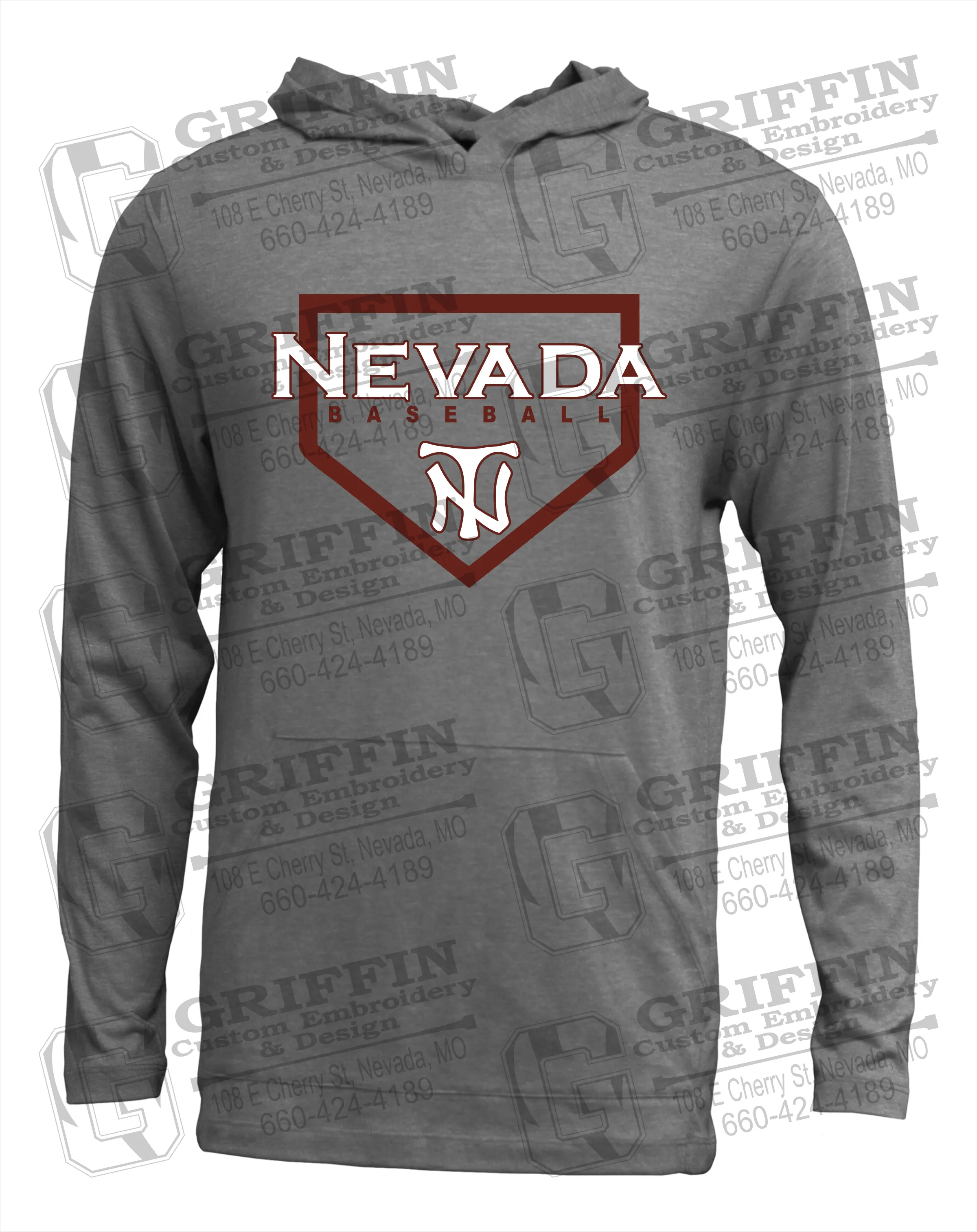 Soft-Tek T-Shirt Hoodie - Baseball - Nevada Tigers 21-S