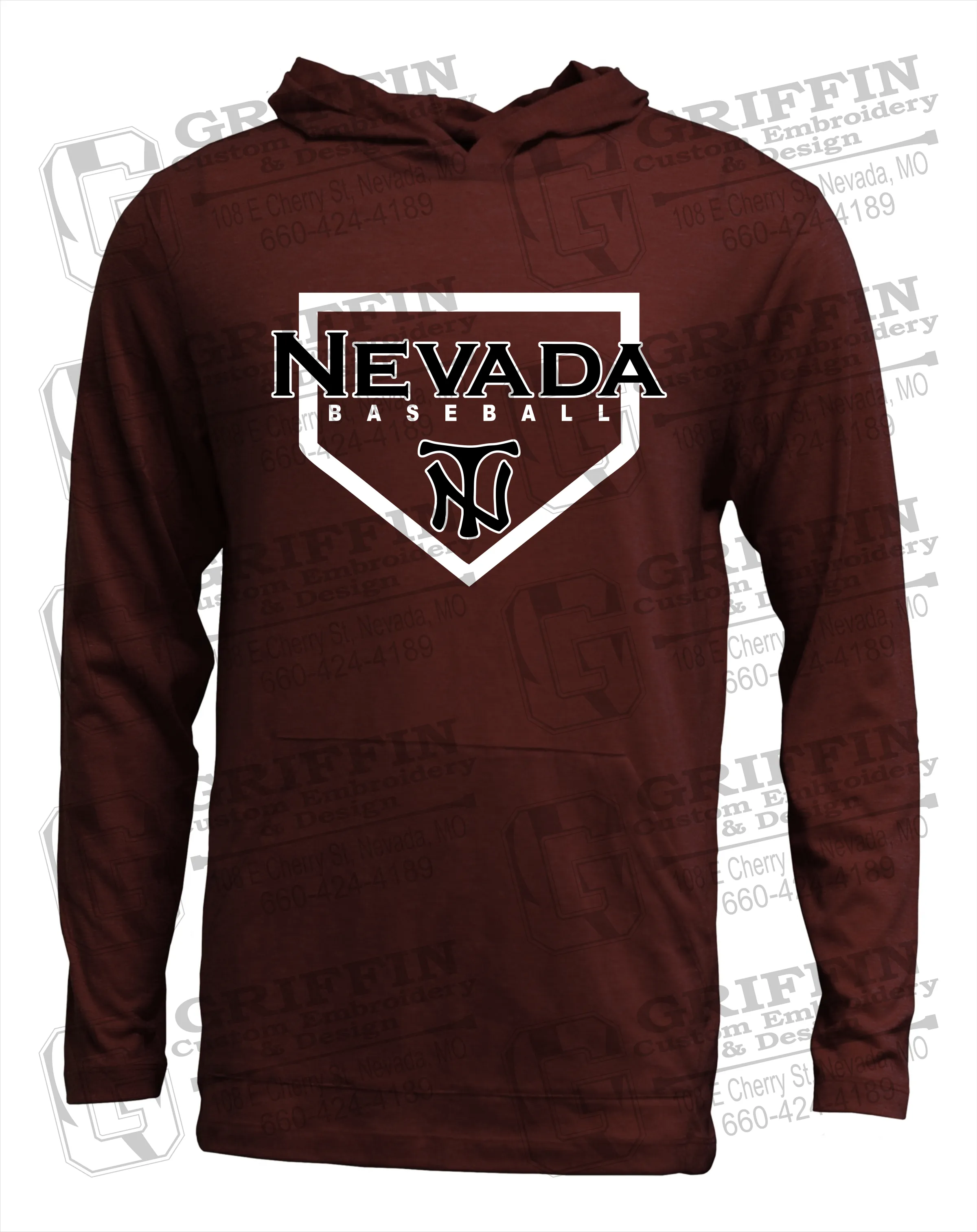 Soft-Tek T-Shirt Hoodie - Baseball - Nevada Tigers 21-S