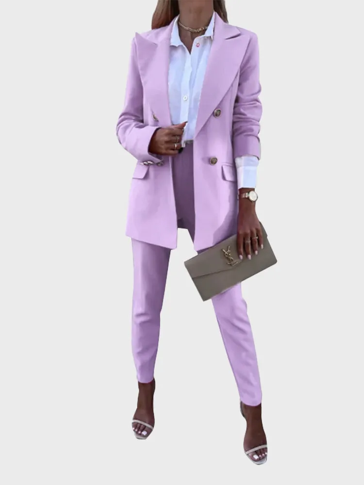 Solid Color Fashion Suit Set