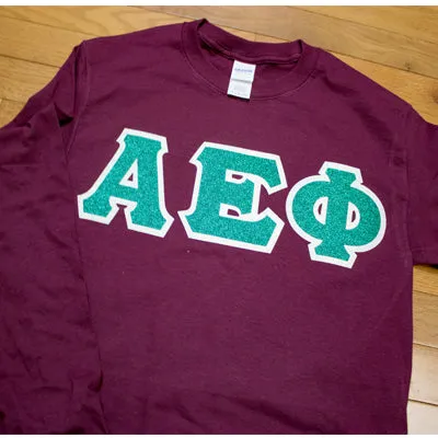 Sorority Glitter Lettered Long-Sleeve Shirt - G240 - TWILL