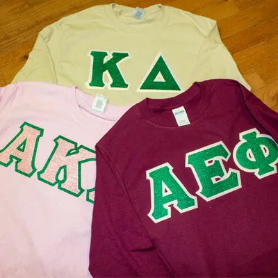 Sorority Glitter Lettered Long-Sleeve Shirt - G240 - TWILL