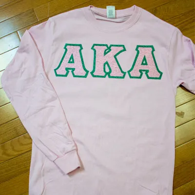 Sorority Glitter Lettered Long-Sleeve Shirt - G240 - TWILL