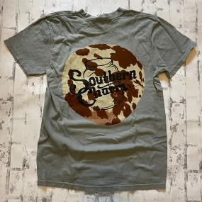 Southern Charm "Cow Original Circle" Short Sleeve T-shirt - Granite