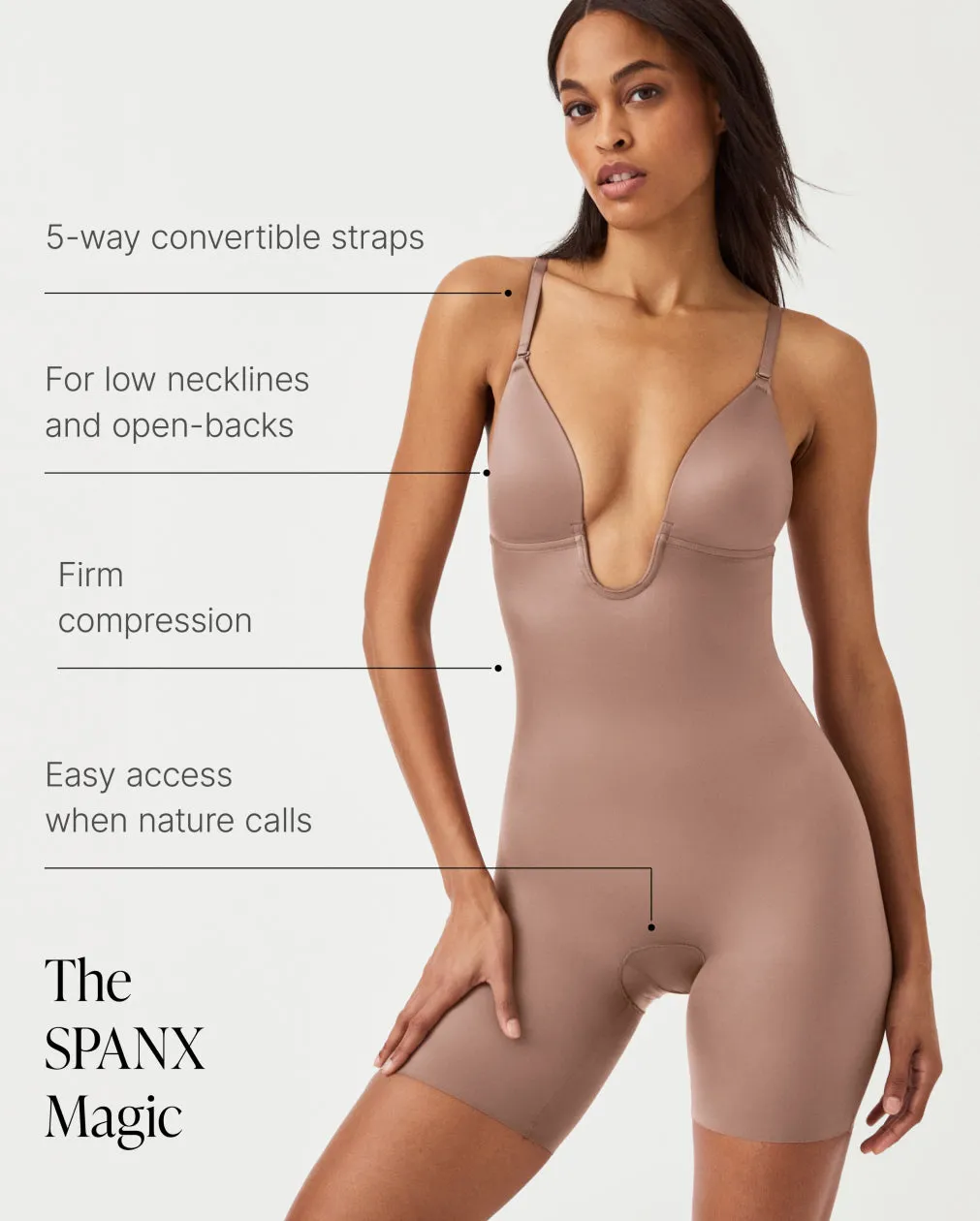 SPANXshape™ Suit Your Fancy Plunge Low-Back Mid-Thigh Bodysuit