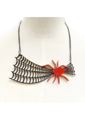 Spider & Web Acrylic Necklace