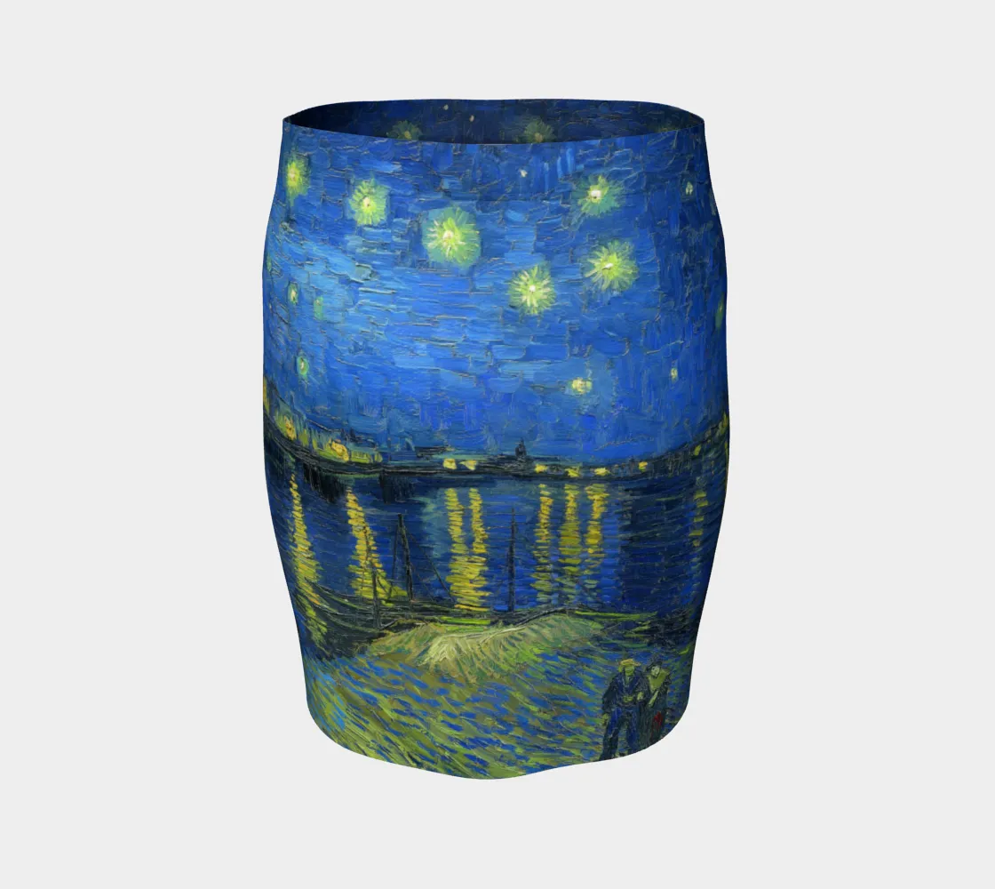 Starry Nights Over The Rhone Fitted Skirt