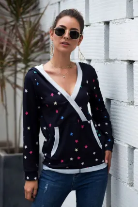 Stellar Night Printed Star Hoodie