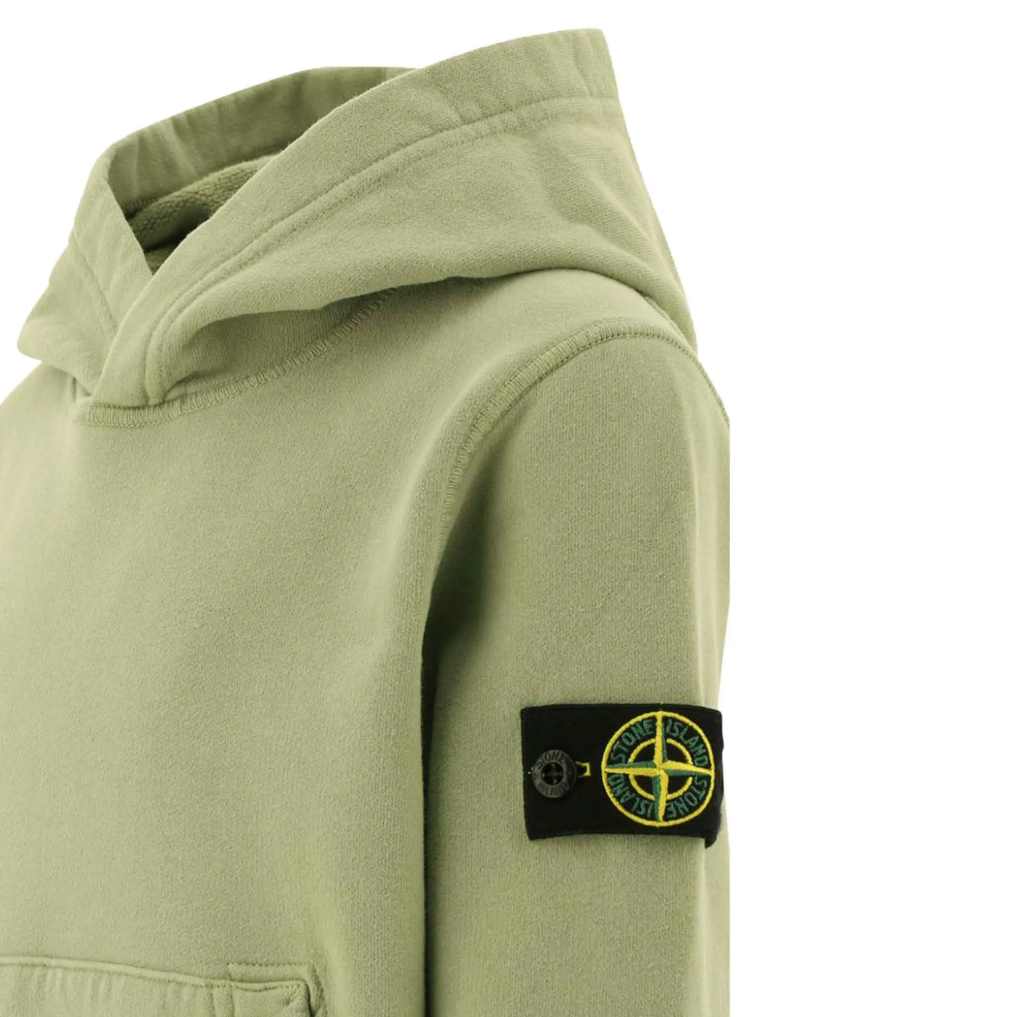 Stone Island Junior Cotton Fleece Pullover Hoodie in Sage Green