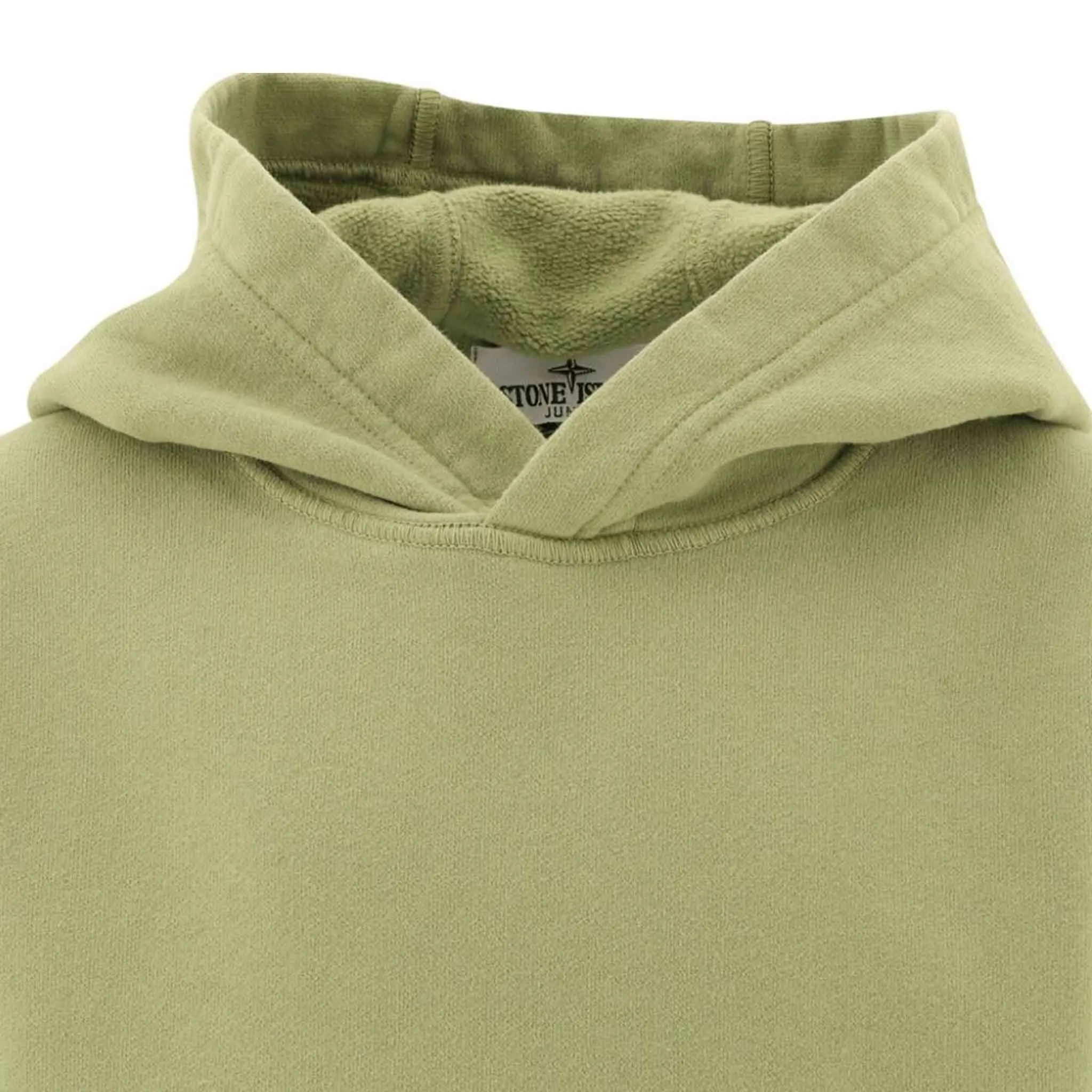 Stone Island Junior Cotton Fleece Pullover Hoodie in Sage Green