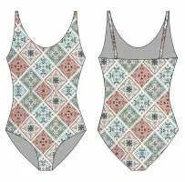 Striped Floral Deep V Beach Bodysuit - Trendy Swimwear for Women