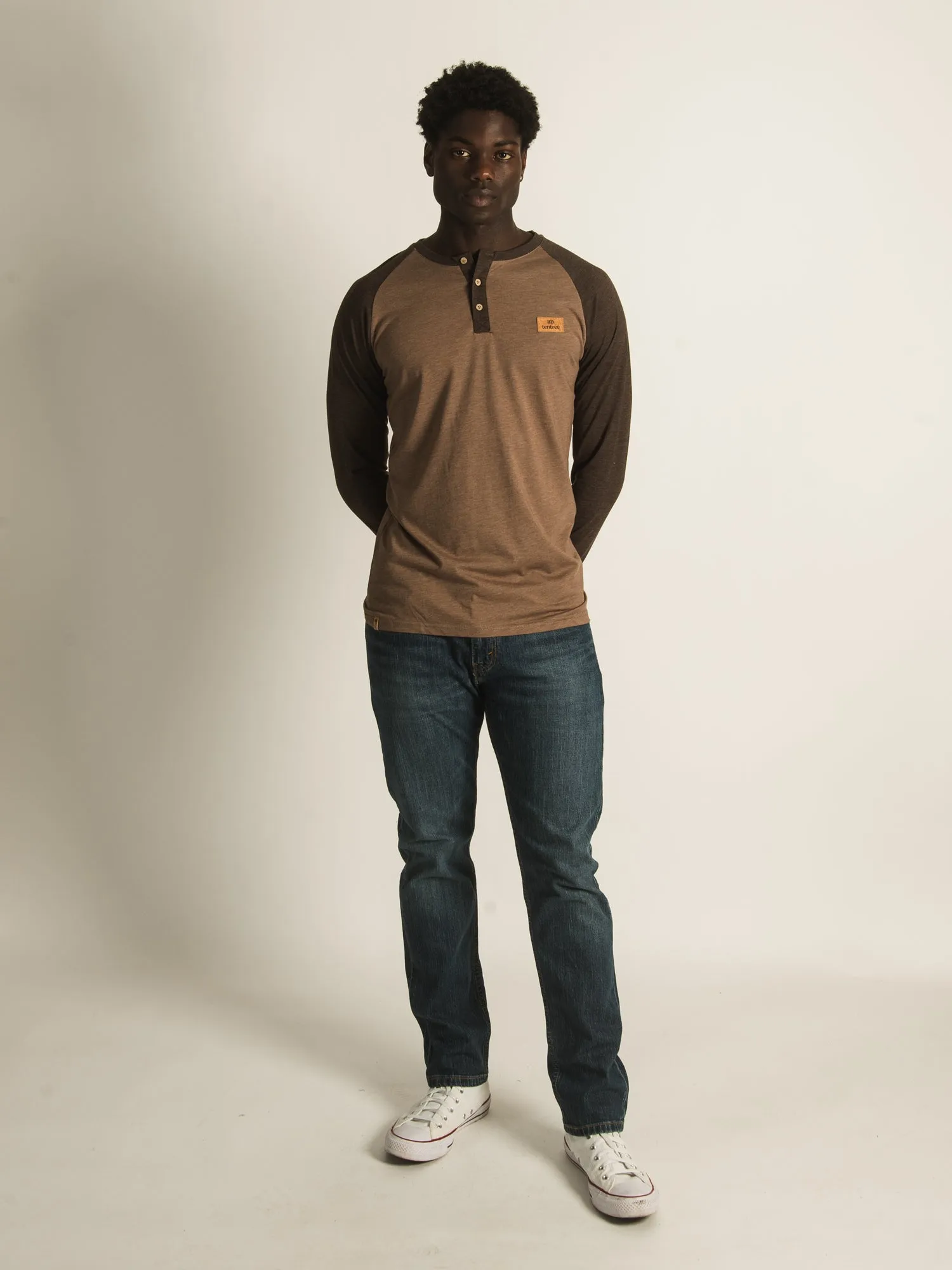 TENTREE CORK LONG SLEEVE HENLEY T-SHIRT  - CLEARANCE