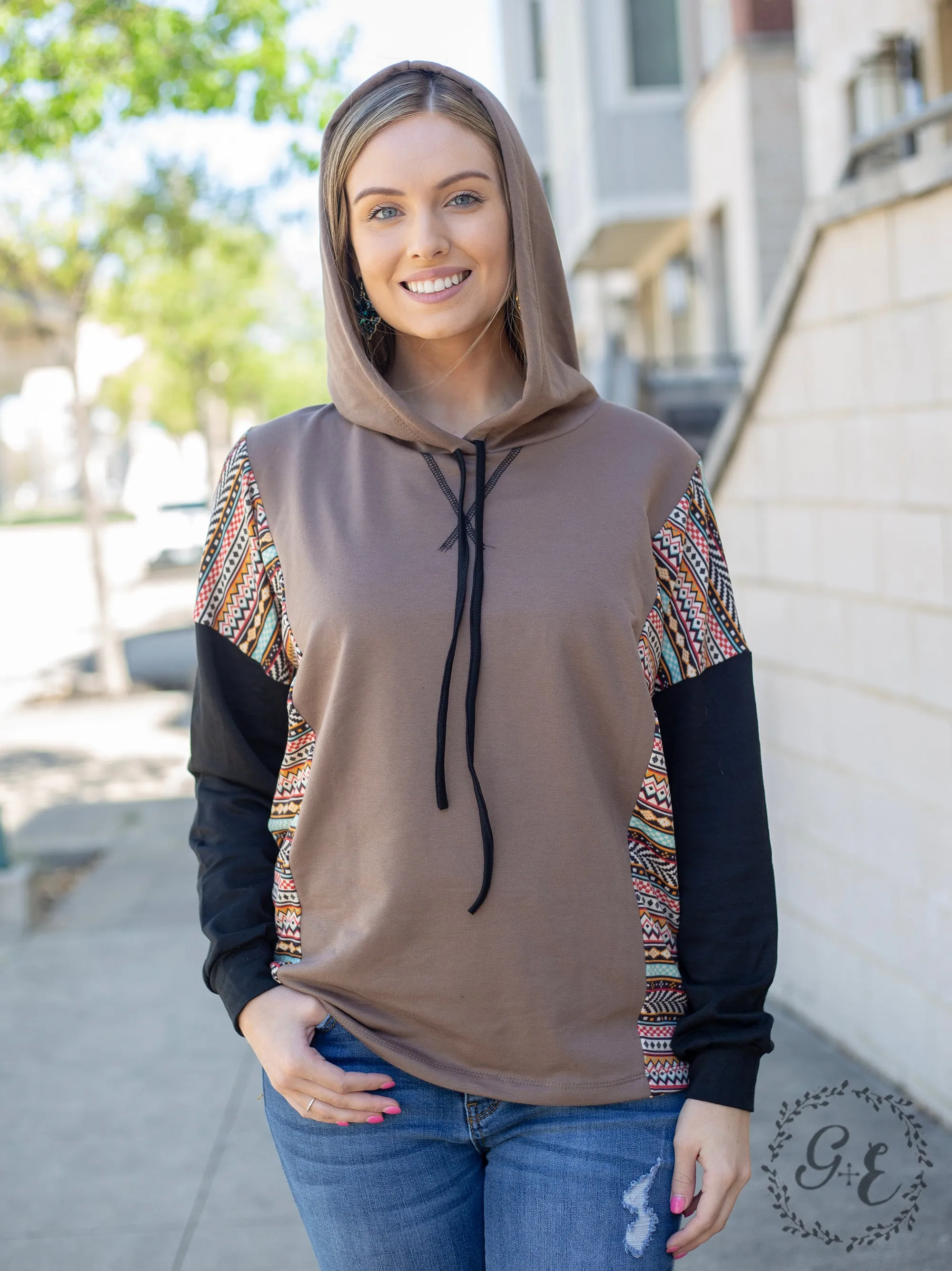 The Chill Ones Pullover Hoodie with Drop Sleeve, Brown