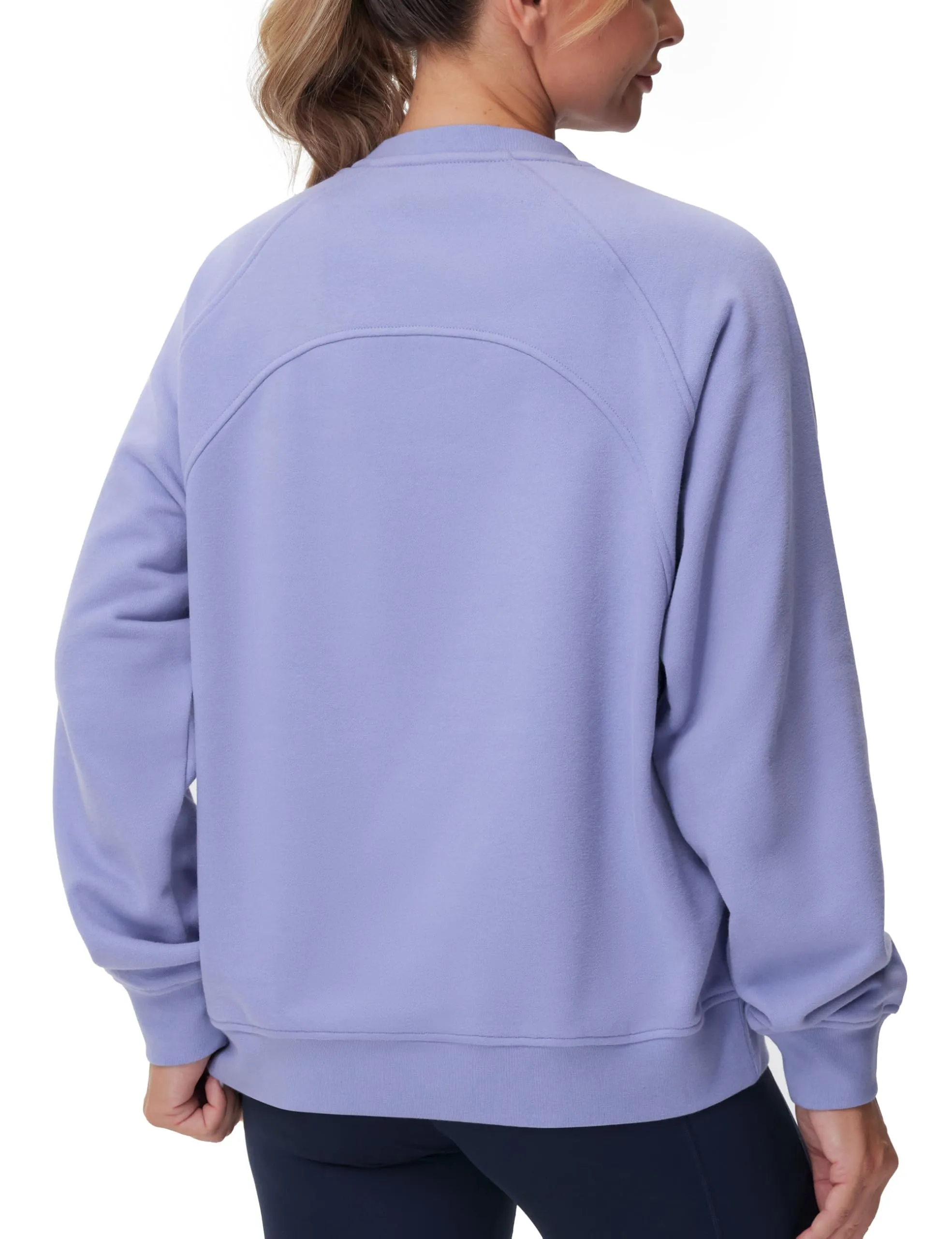 THE GYM PEOPLE Women's Loose Fit Fleece Sweatshirts Crewneck Long Sleeve Pullover Tops Lavender Purple