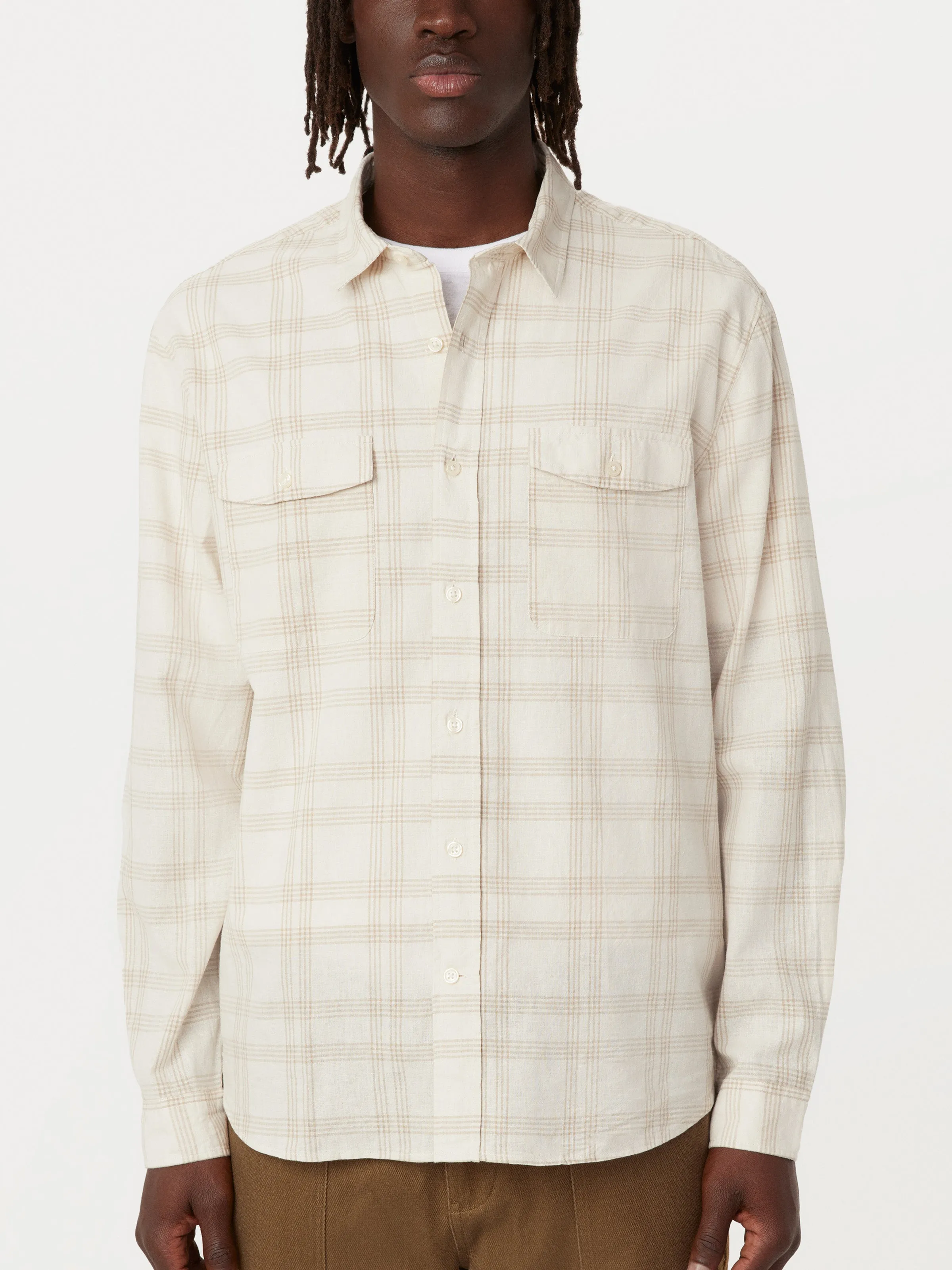 The Long Sleeve Hemp Shirt in Light Beige