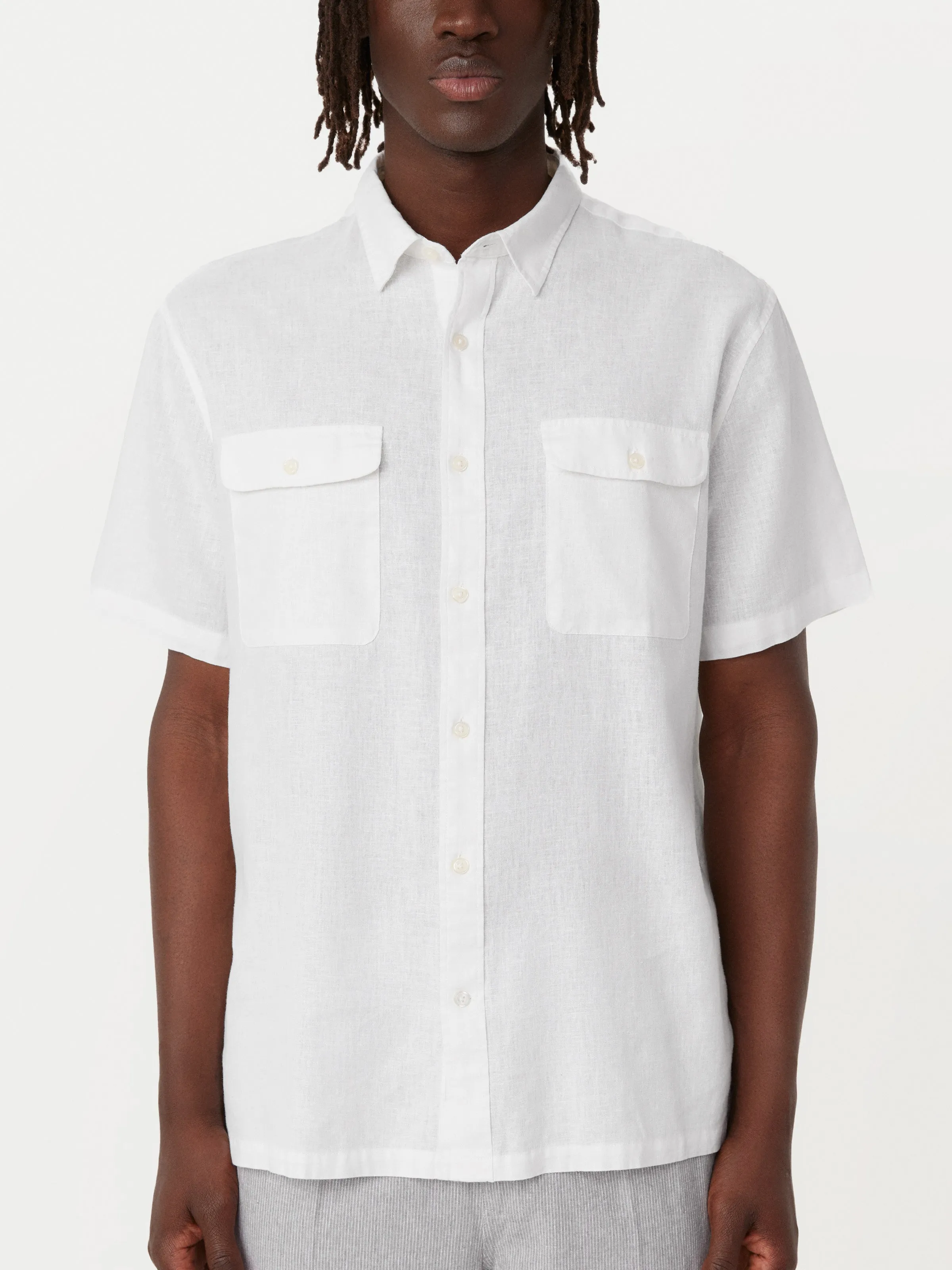 The Short Sleeve Hemp Shirt in Bright White