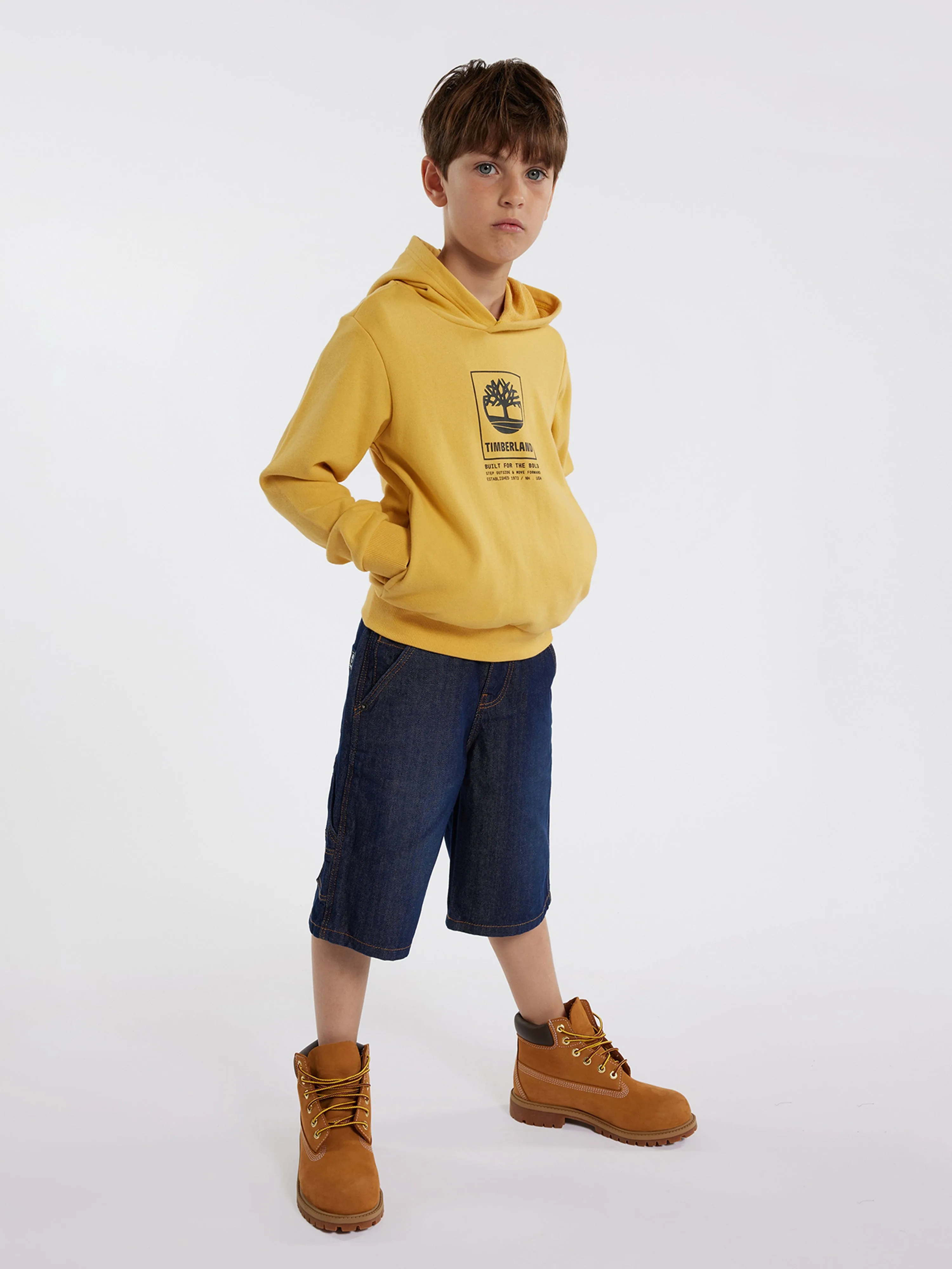 Timberland Boys Logo Hoodie in Yellow