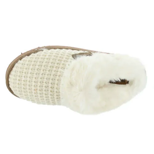 Very G Women's Sweater Fuzzy Knit Slip On Slippers - Cream VGFL0047-290