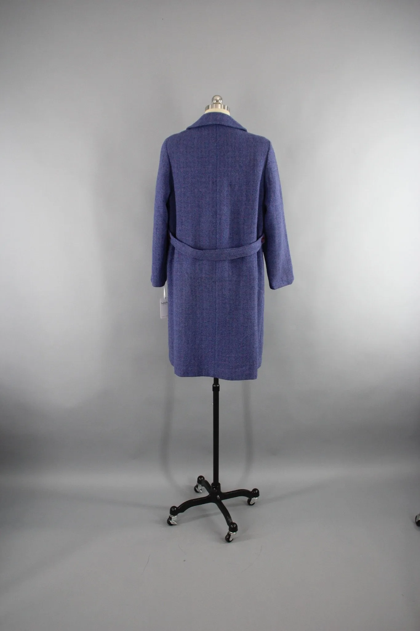 Vintage 1950s Periwinkle Blue Harris Tweed Wool Coat