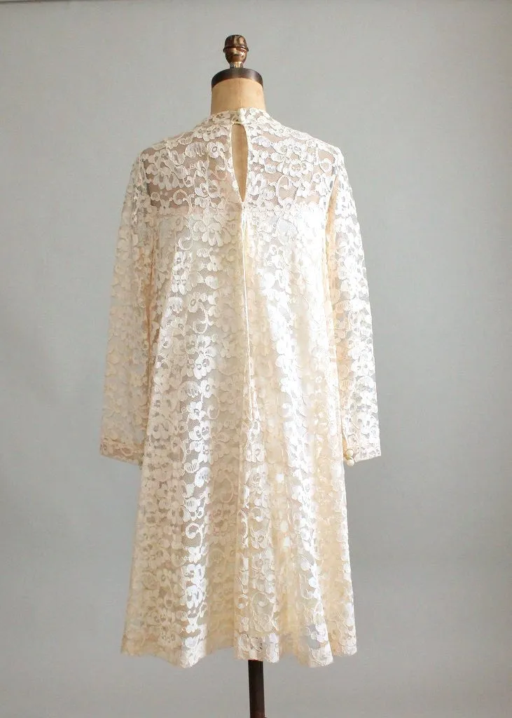 Vintage 1960s MOD Lace A-Line Wedding Dress