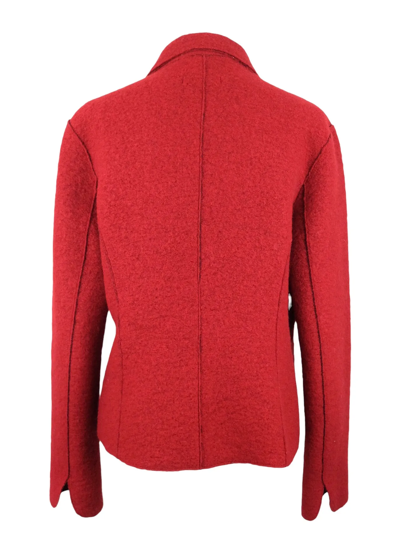 Vintage 2000s Y2K Krizia Preppy Chic Red Boucle Wool Blend Winter Blazer Jacket