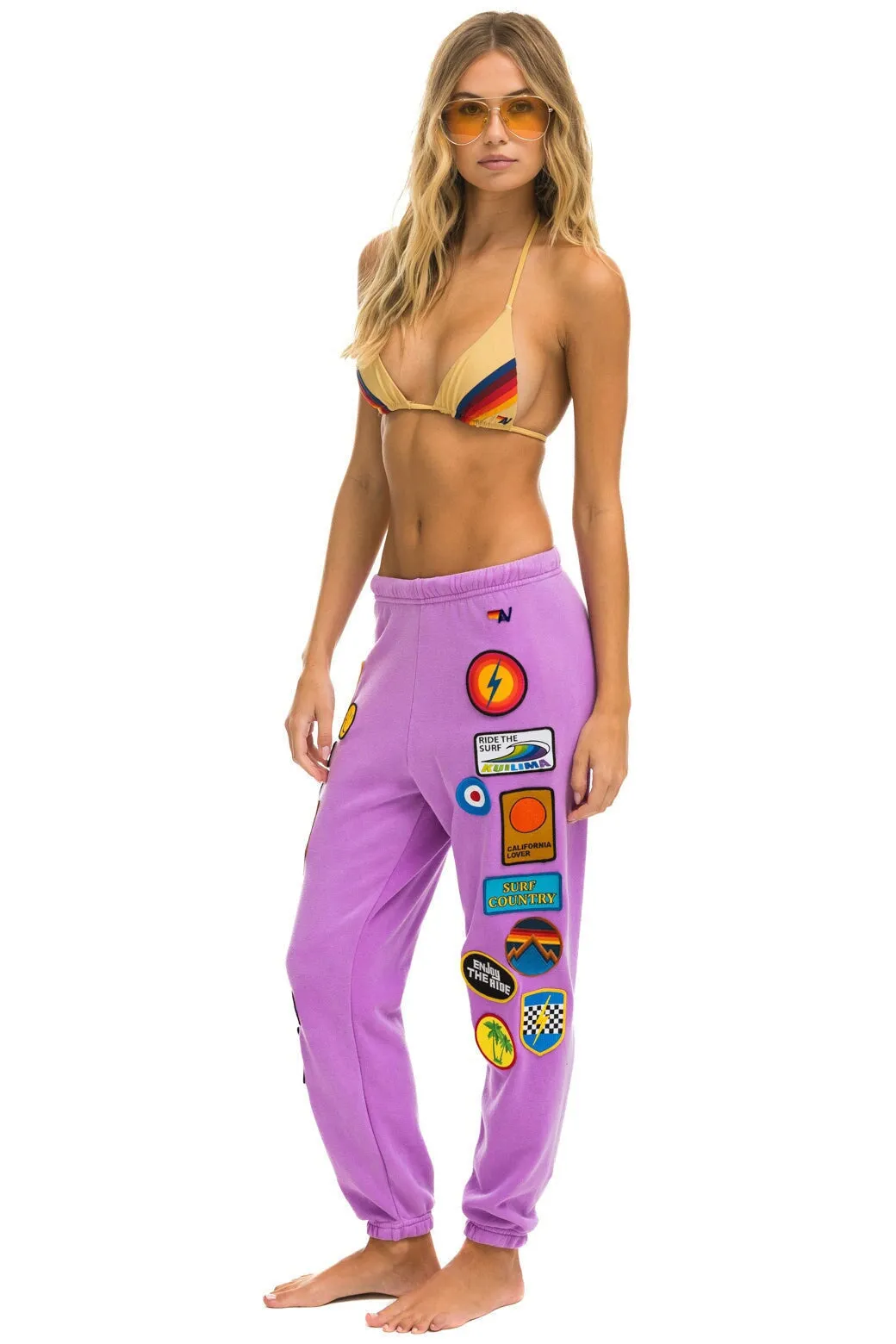 VINTAGE PATCH SWEATPANTS - NEON PURPLE