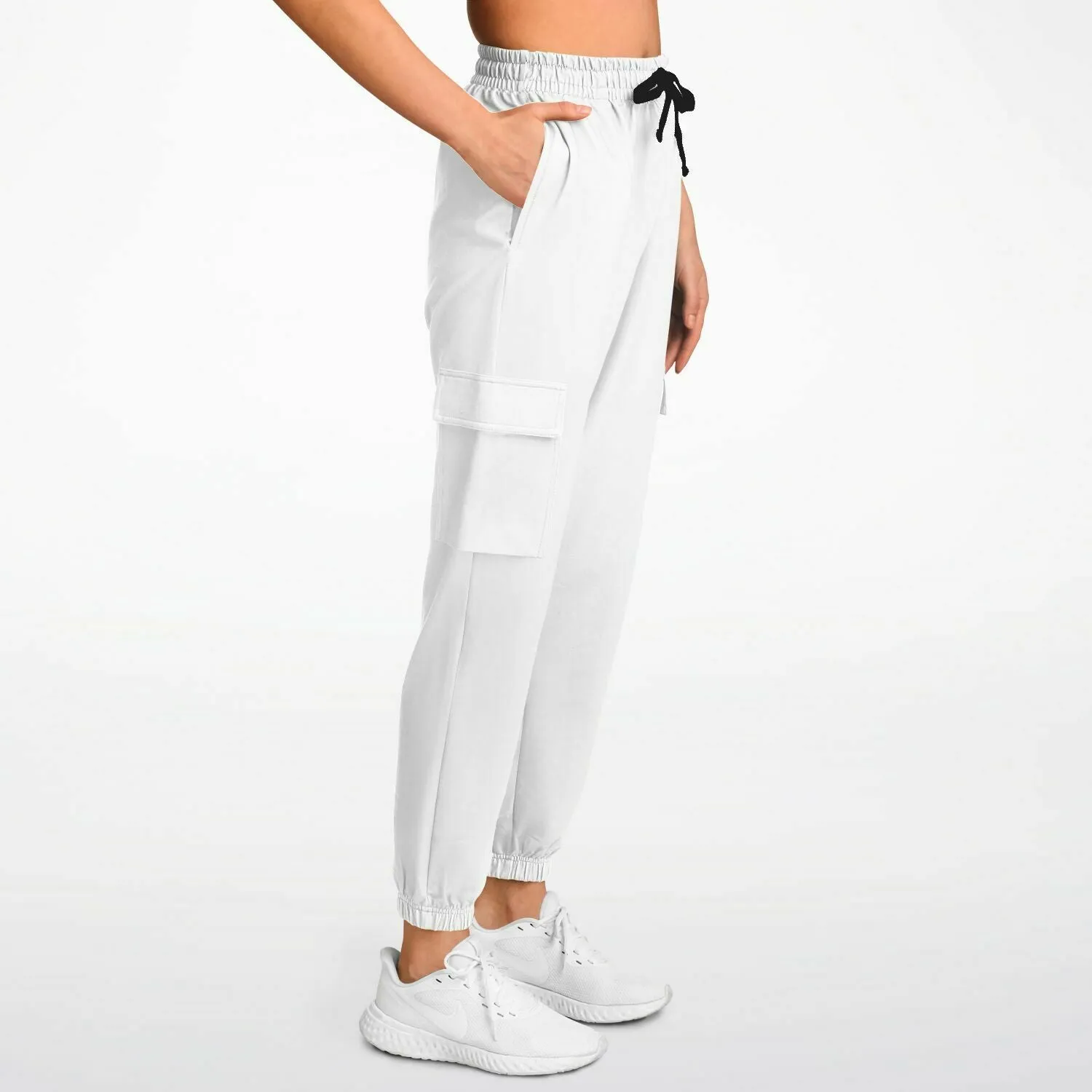 White Athletic Cargo Sweatpants