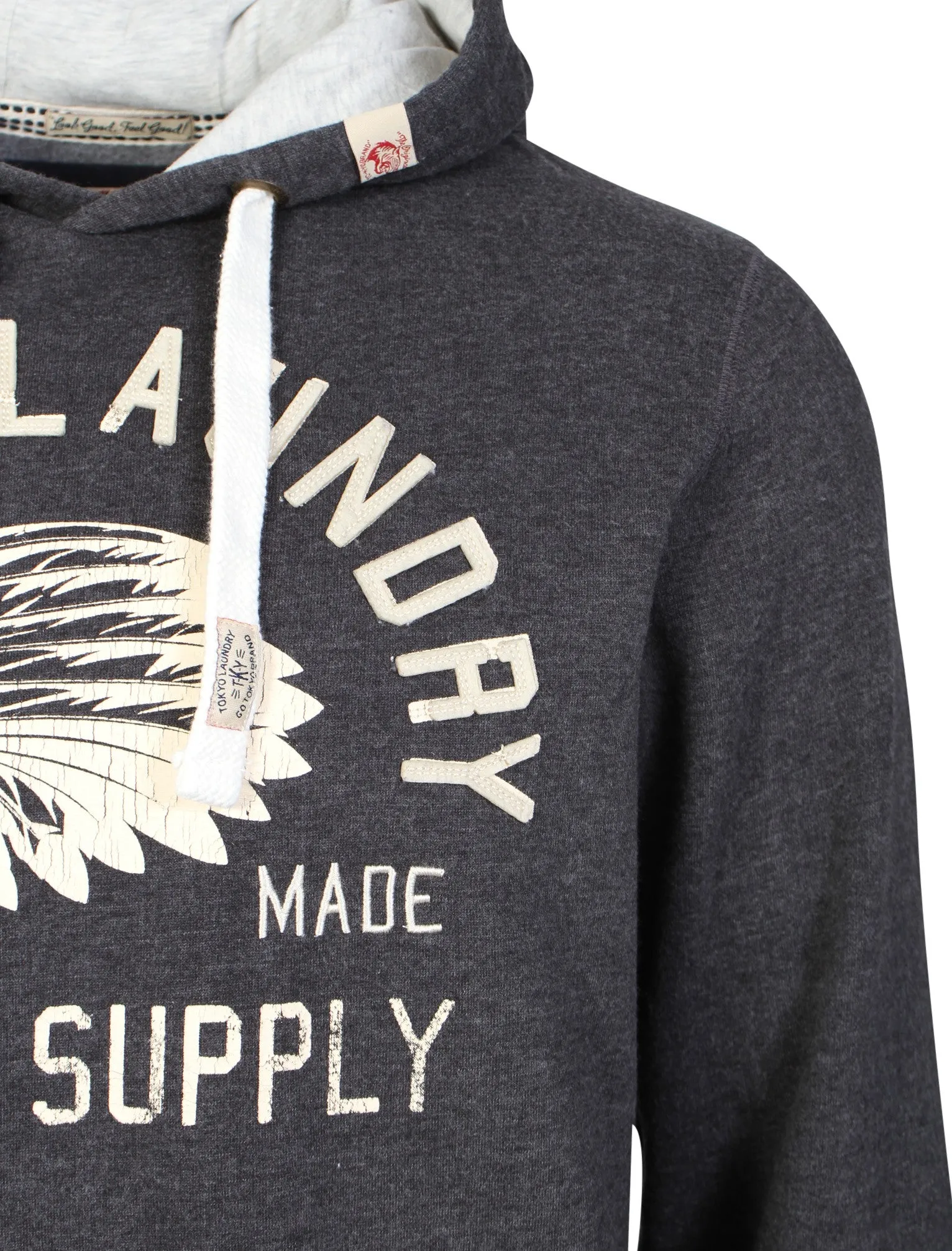 Williamsburg printed pullover hoodie in charcoal marl - Tokyo Laundry