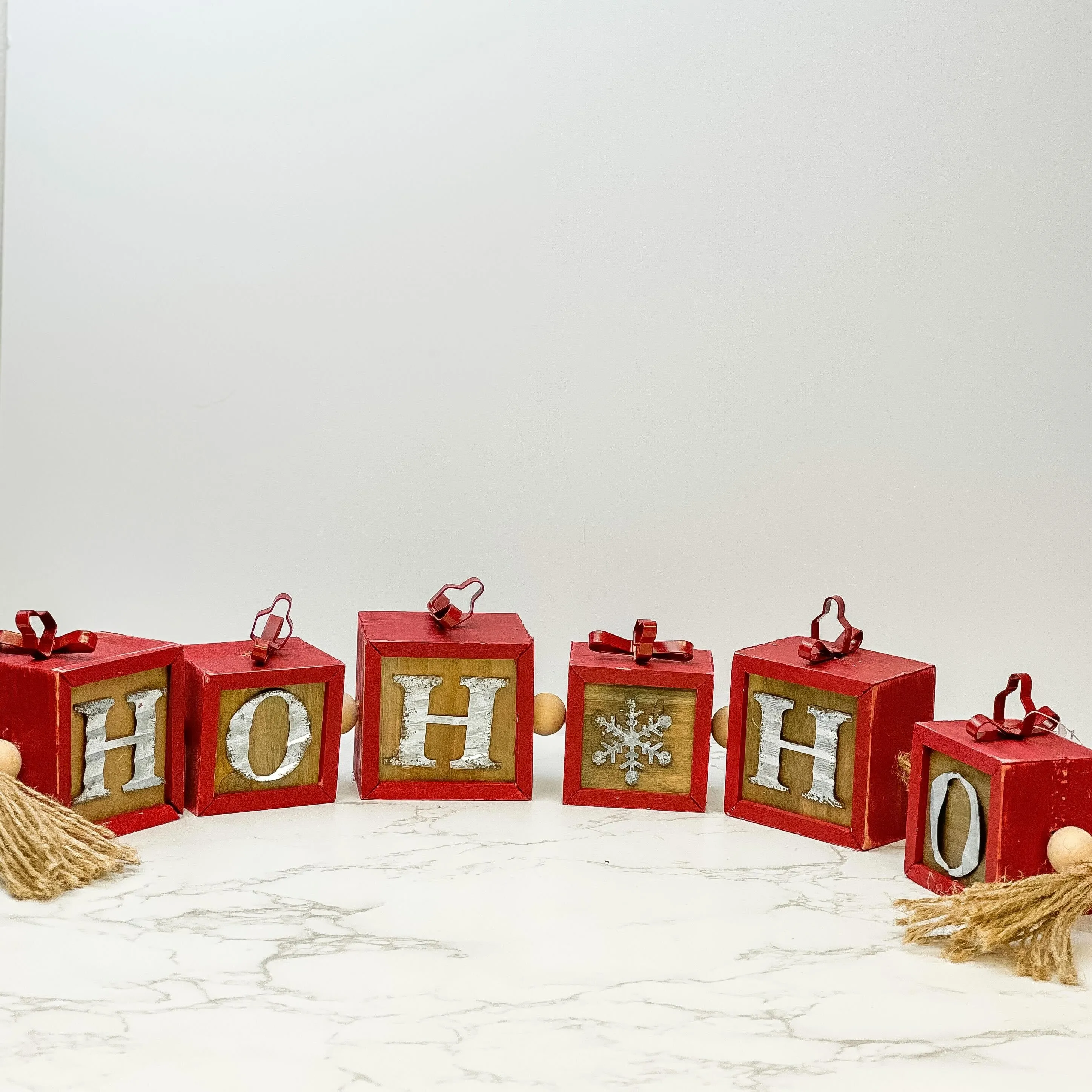 Winter Holiday Beaded Tassel Box Signs