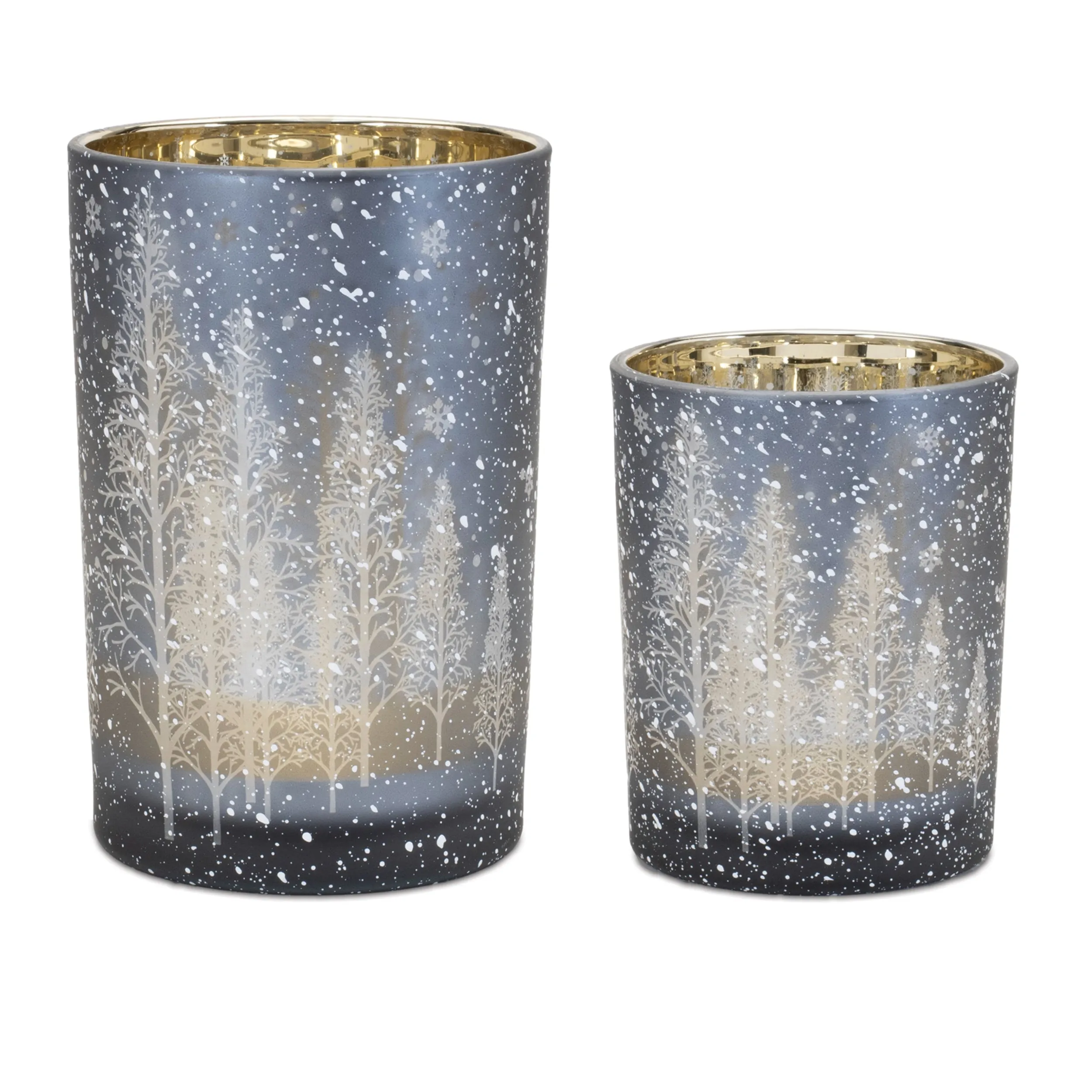 Winter Night Glass Candle Holders