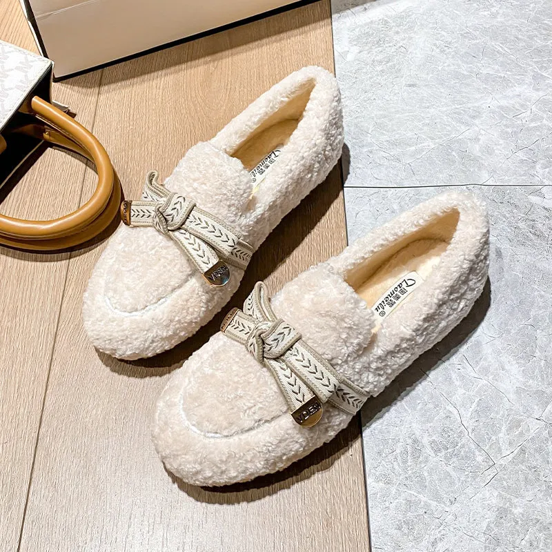 Women Fashion Casual Soft Flat Fur Shoes