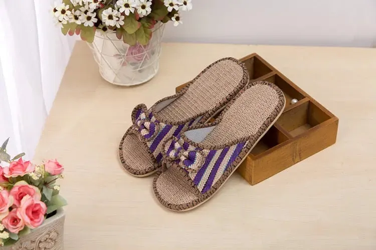 Women Sandal Hemp Linen Slipper Bamboo Butterfly Shoe Casual Comfortable Cool BSH02