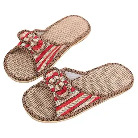 Women Sandal Hemp Linen Slipper Bamboo Butterfly Shoe Casual Comfortable Cool BSH02