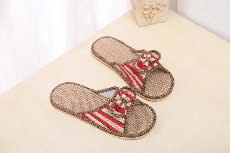 Women Sandal Hemp Linen Slipper Bamboo Butterfly Shoe Casual Comfortable Cool BSH02