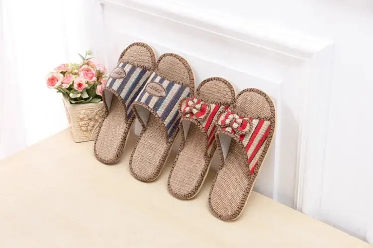 Women Sandal Hemp Linen Slipper Bamboo Butterfly Shoe Casual Comfortable Cool BSH02