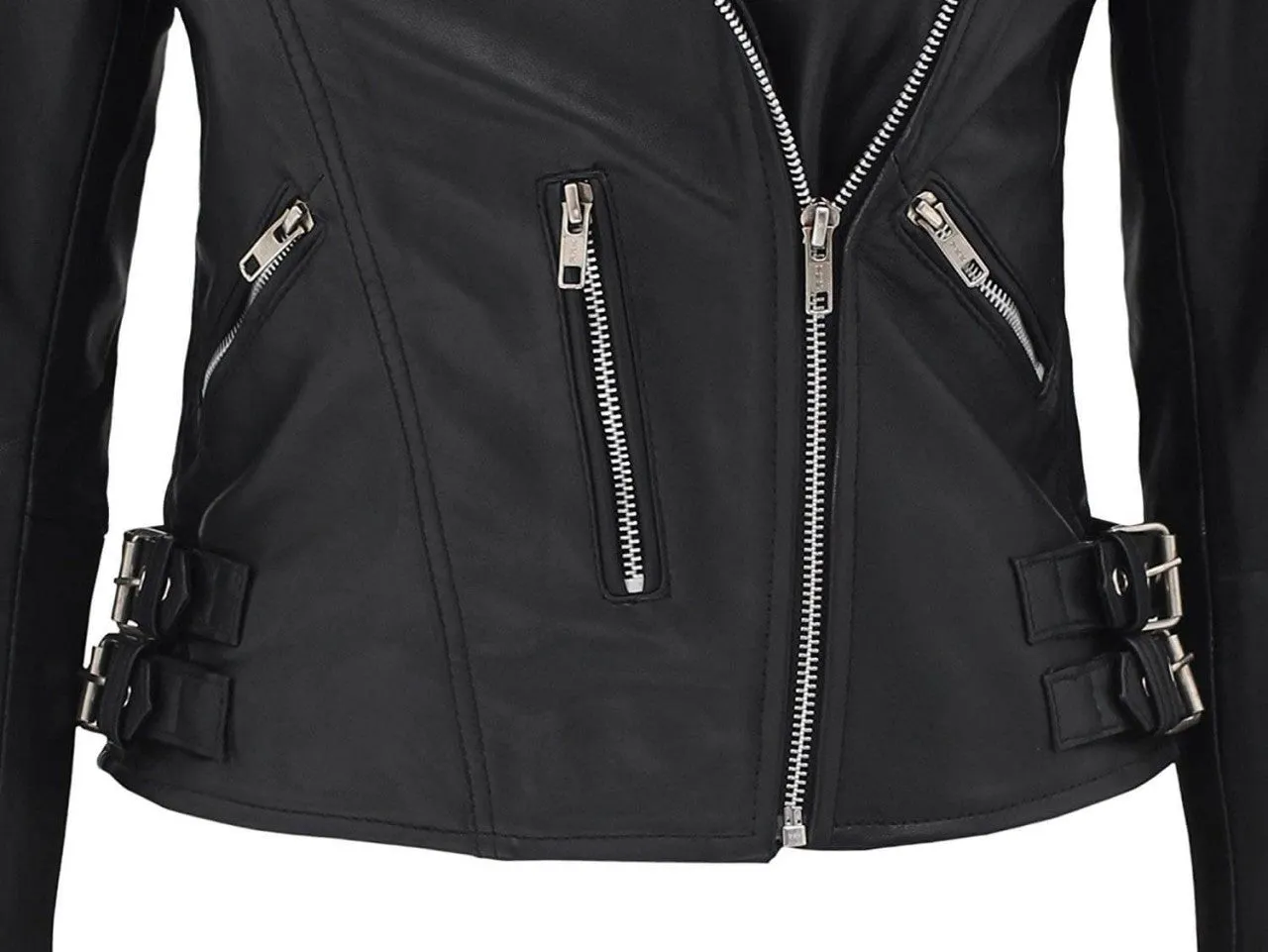 Women's Asymmetrical Quilted Biker Leather Jacket