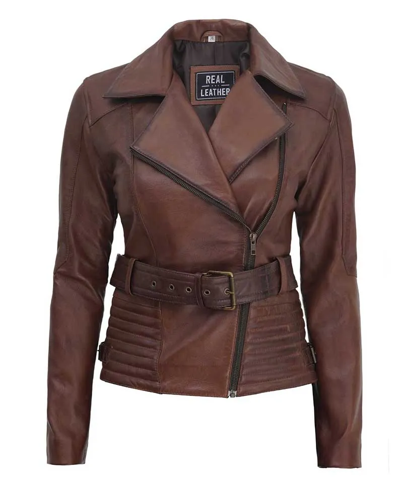 Women's Asymmetrical Quilted Biker Leather Jacket