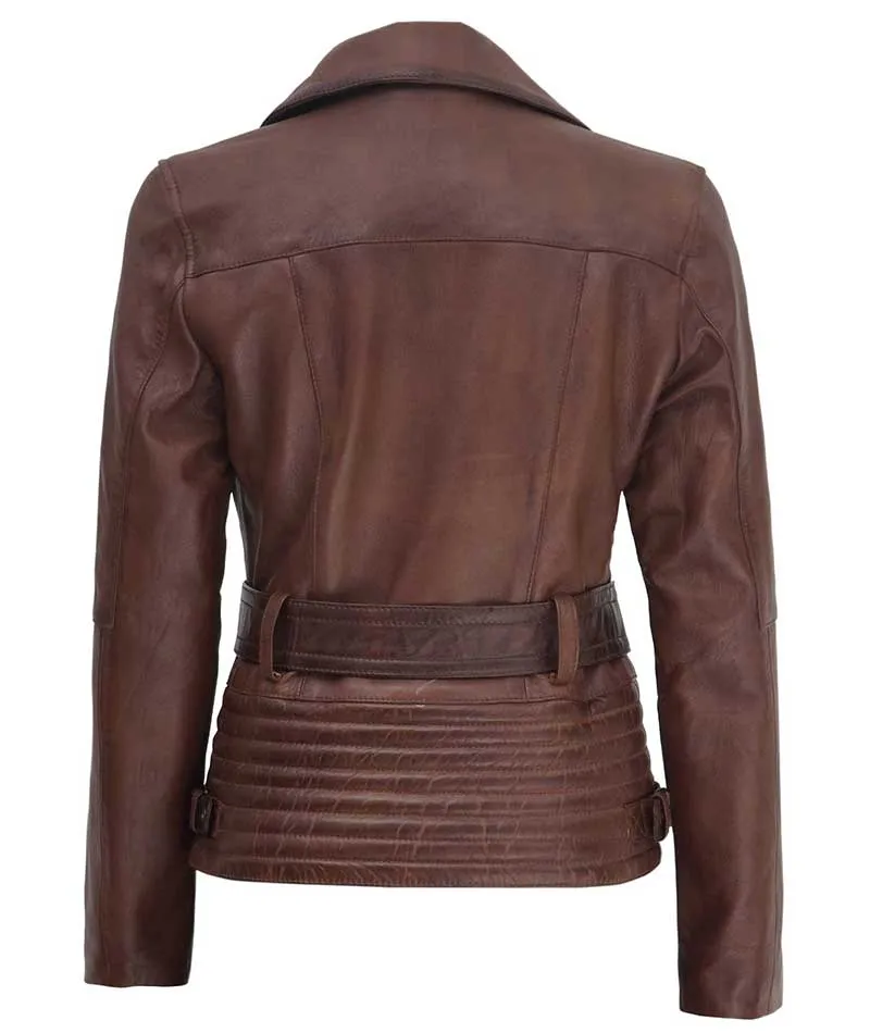 Women's Asymmetrical Quilted Biker Leather Jacket