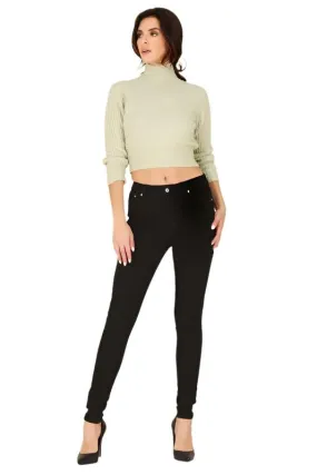 Womens Black Tapered Leg Skinny Jeans