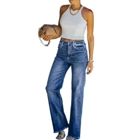 Women's Casual Denim Pants High Waisted Wide Leg Jeans