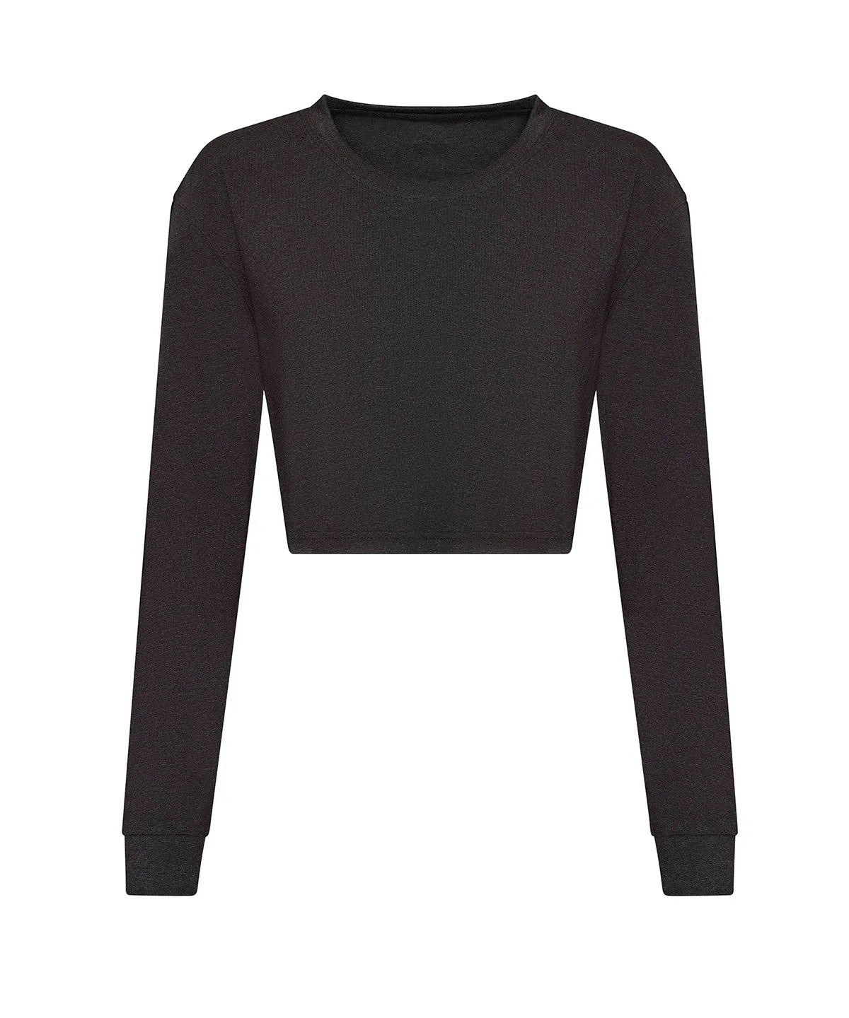 Womens long sleeve cropped T | Heather Black