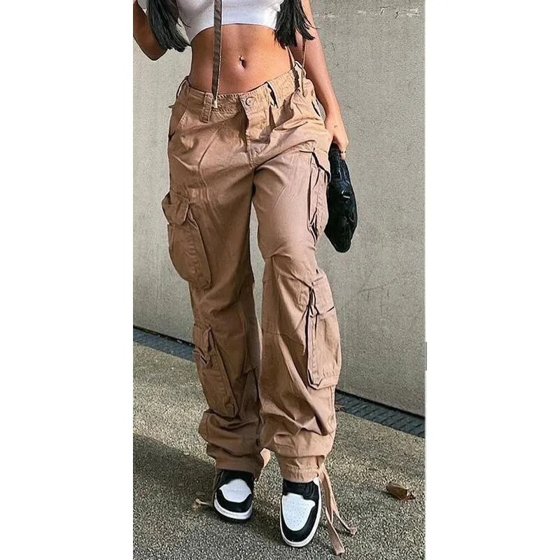 Women's Straight Baggy Cargo Pants With Pockets