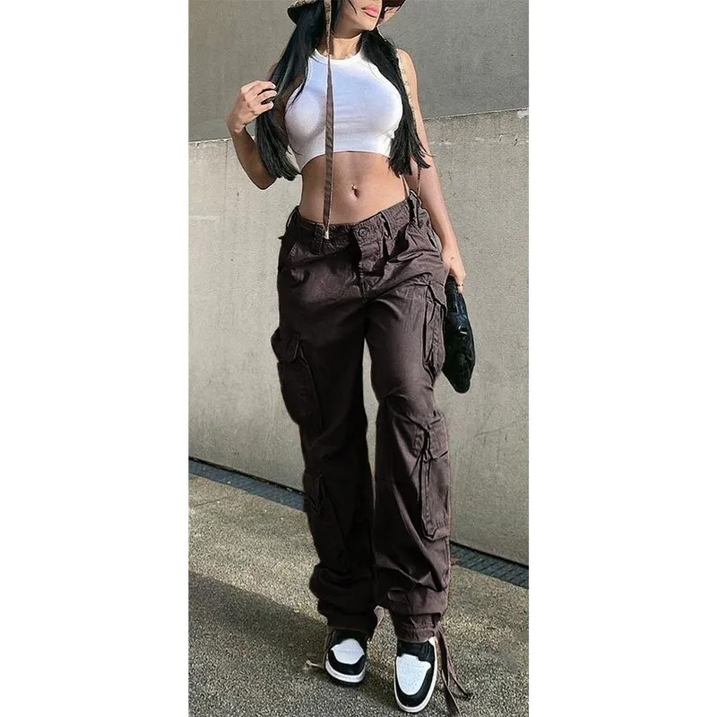 Women's Straight Baggy Cargo Pants With Pockets