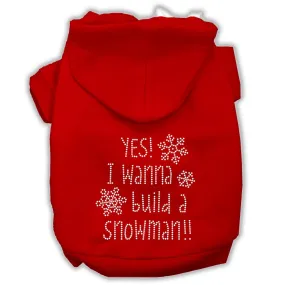 Yes! I Want To Build A Snowman Rhinestone Dog Hoodie Red Xl (16)