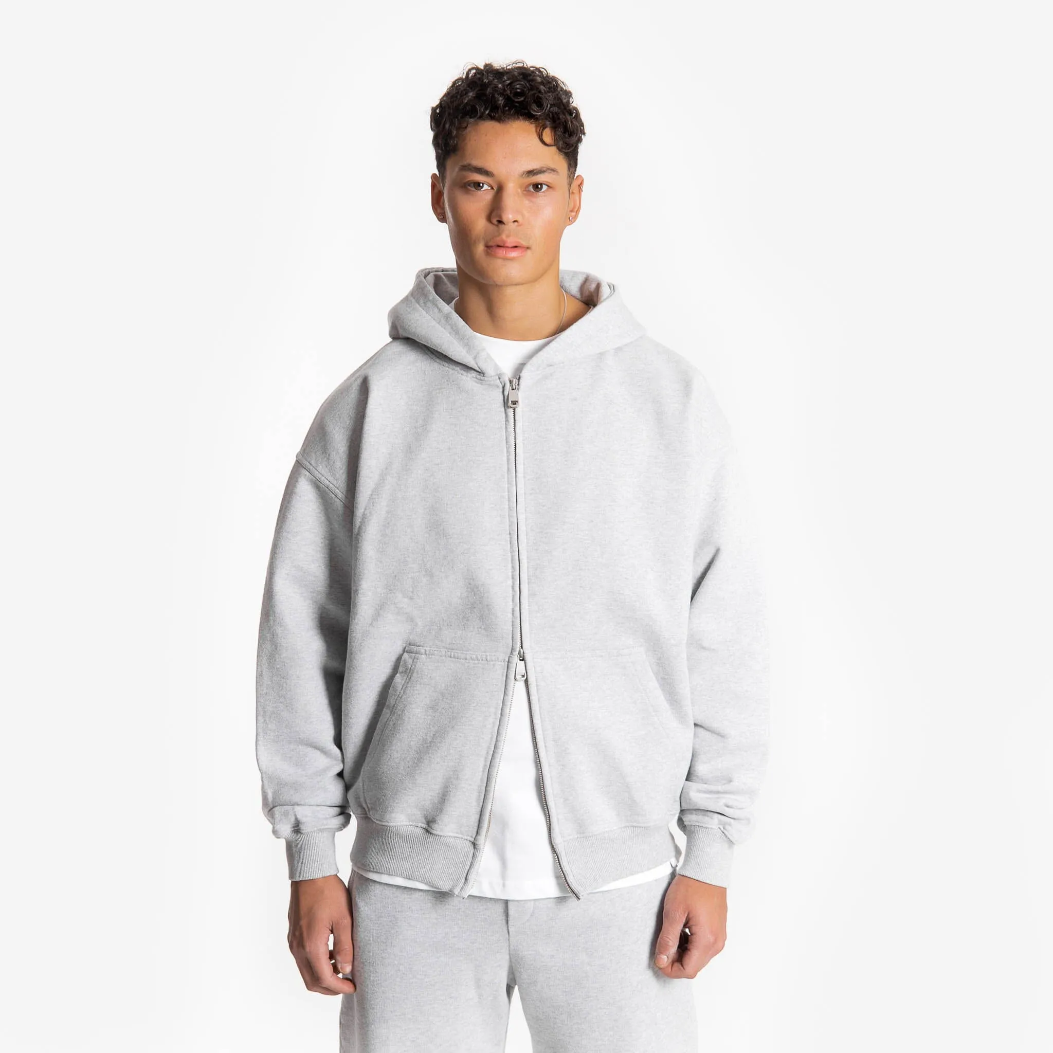 Zip Hoodie - Light Marl Grey